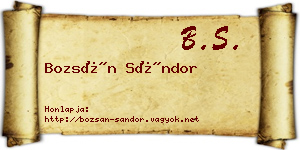 Bozsán Sándor névjegykártya